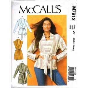 McCall's M7912 Misses L to XXL Jacket, Vest and Belt Uncut Sewing Pattern New